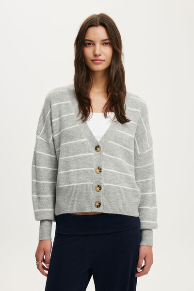 Softest Luxe Oversized Cardi, GREY MARLE STRIPE