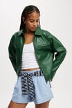 Ivy Faux Leather Jacket, DEEP GREEN - alternate image 1