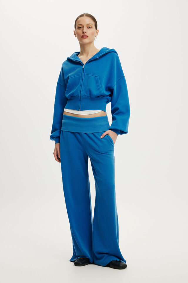 Fold Over Waistband Sweatpant, WASHED COBALT