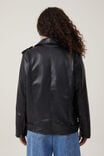 Faux Leather Biker Jacket, BLACK - alternate image 3