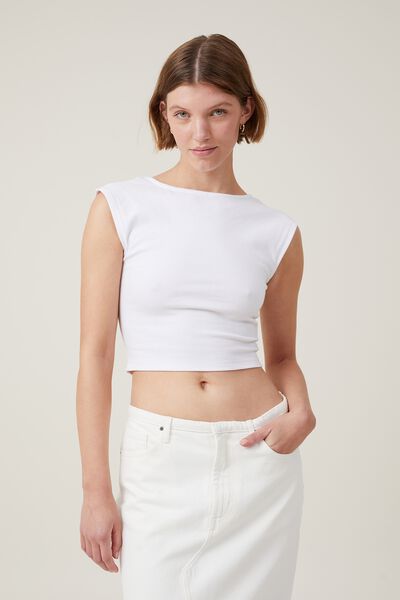 Camiseta - Madison Backless Short Sleeve Top, WHITE