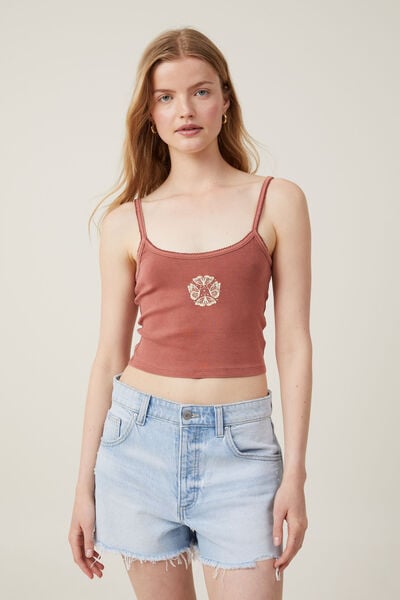 90 S Graphic Strappy Cami, BUTTERFLY KISSES/DARK SEPIA