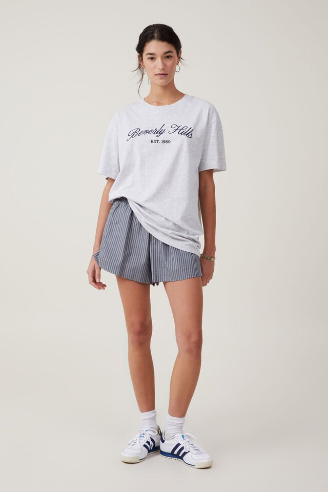 The Oversized Graphic Tee, BEVERLY HILLS/SOFT GREY MARLE