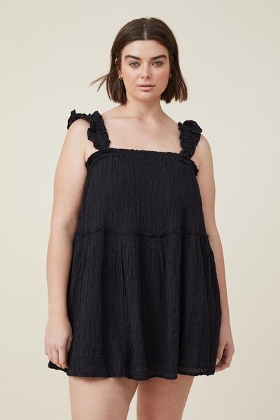 Curve Farrah Dobby Mini Dress, BLACK