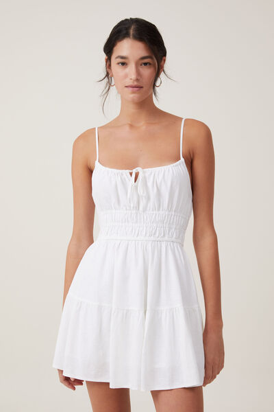 Haven Tiered Mini Dress, WHITE