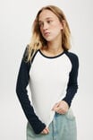 Kelsey Raglan Long Sleeve, VINTAGE WHITE/INK NAVY - alternate image 1