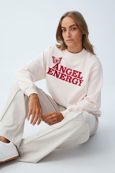 Classic Graphic Crew Sweatshirt, ANGEL ENERGY/HEAVEN PINK
