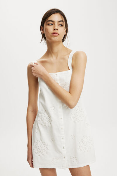 Kyha Embroidered Mini Dress, WHITE