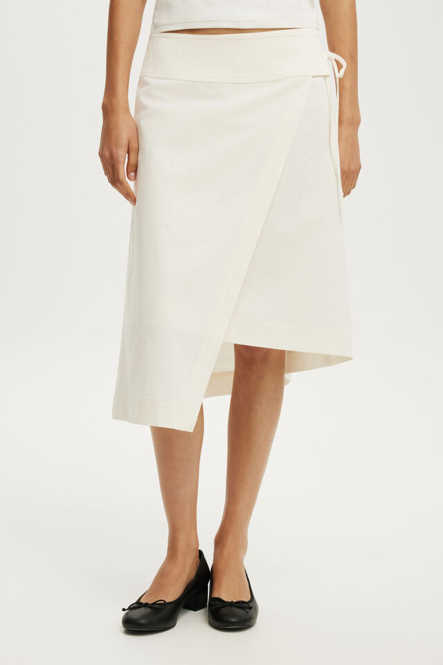 Lexi Utility Wrap Midi Skirt, CREME FRAICHE