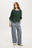 Cotton Crew Neck Pullover, PINE FOREST TIPPING/ CABLE - alternate image 2