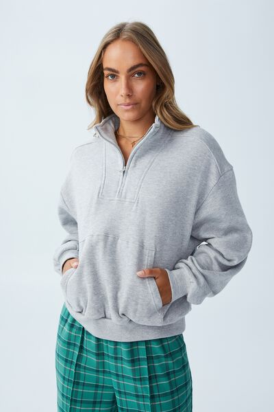 Classic 1/4 Zip Sweatshirt, GREY MARLE