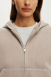 Waffle Zip Through Hoodie, WASHED PEBBLESTONE - example image 4