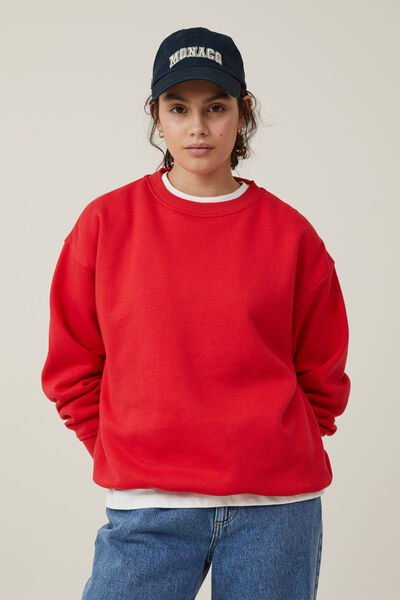 Classic Fleece Crew Sweatshirt, SCARLET RED
