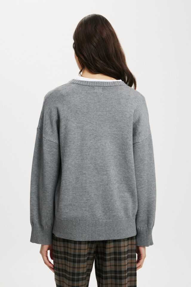 Luxe Crew Sweater, GREY MARLE
