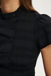 Nikki Button Through Blouse, BLACK - example image 4