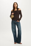 Lotus Off Shoulder Knit, DARK OAK - example image 2