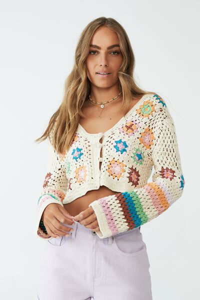 Crochet Multi Cardi, RAINBOW MULTI