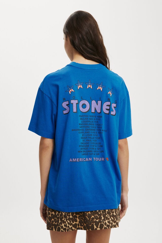 The Lcn Music Boxy Graphic Tee, LCN BRA ROLLING STONES AMERICAN TOUR 81/BLUE