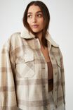 Curve Removable Sherpa Collar Trucker, NATURAL CHECK - alternate image 1