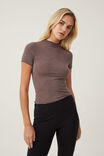 Camiseta - Hazel Mock Neck Short Sleeve Top, DARK OAK MARLE - vista alternativa 1