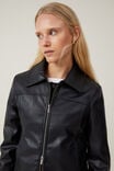 Jaqueta - Minimalist Faux Leather Jacket, BLACK - vista alternativa 4