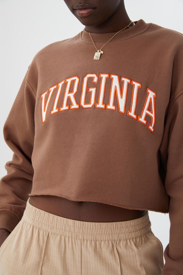 Classic Graphic Cropped Crew, VIRGINIA/LIGHT BROWN