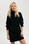 Lux Roll Neck Knit Mini Dress, BLACK - alternate image 1