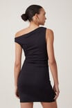 Luxe One Shoulder Mini Dress, BLACK - alternate image 3