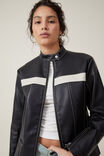 Nova Faux Leather Moto Jacket, BLACK/ WHITE SPLICE - alternate image 4