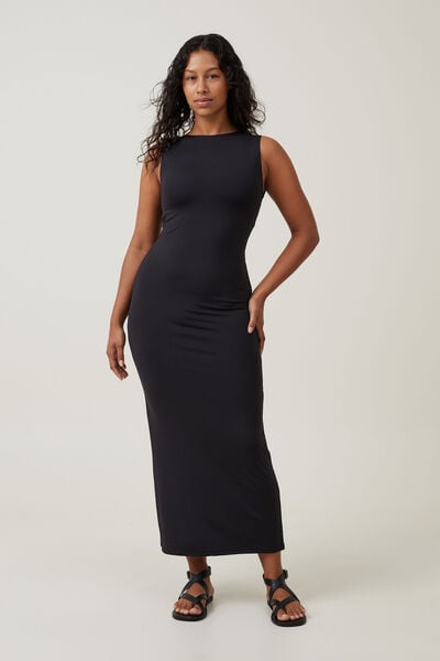 Low Back Luxe Maxi Dress, BLACK