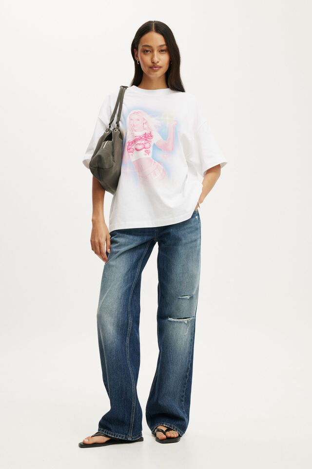 Zara Larsson Music Boxy Graphic Tee, LCN MT ZARA LARSSON LUSH PORTRAIT / WHITE