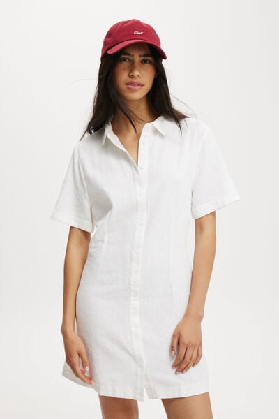 Haven Mini Shirt Dress, WHITE