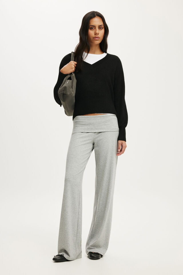 Softest Luxe Cinched V Neck Knit, BLACK