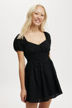 Samira Puff Sleeve Mini Dress, BLACK PAISLEY - alternate image 1