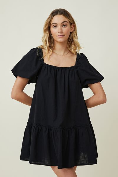 Petite Harlow Short Sleeve Mini Dress, BLACK
