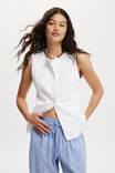 Sienna Linen Cotton Vest, WHITE - alternate image 1
