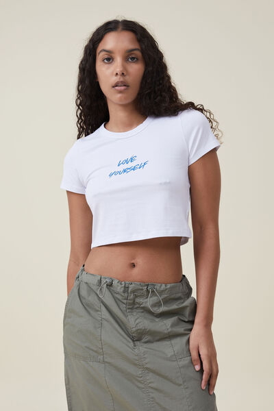 Micro Fit Graphic Tee, LOVE YOURSELF/WHITE