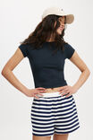 Classic Fleece Summer Sweat Short, BASIC STRIPE COOL NAVY - alternate image 1