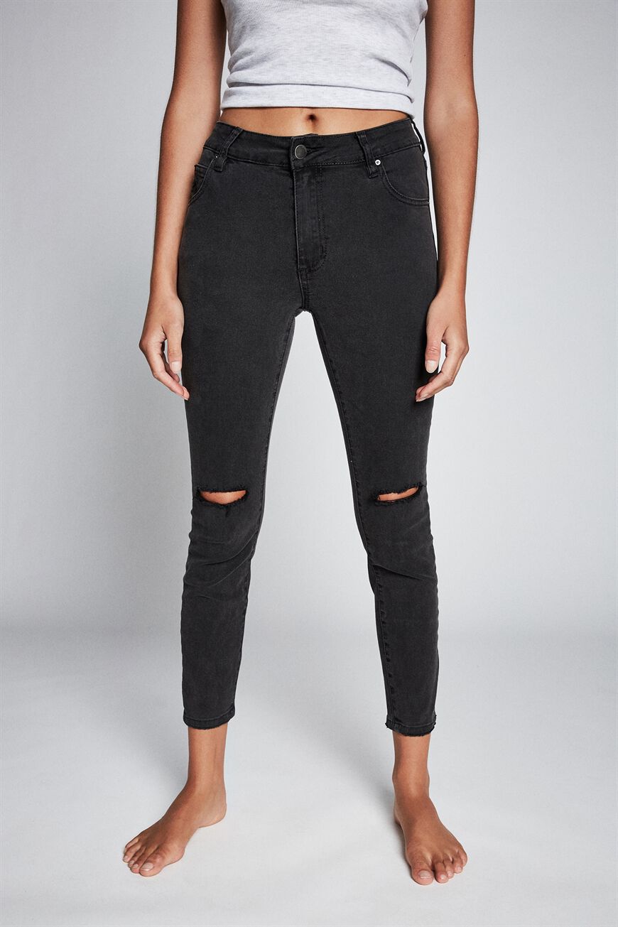 cropped ripped black jeans