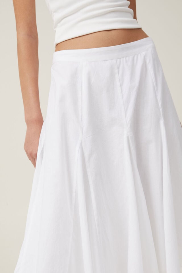 Margot Godet Midi Skirt, WHITE