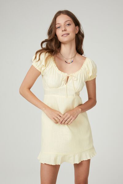 Milly Sweetheart Puff Sleeve Mini Dress, ZESTY LEMON