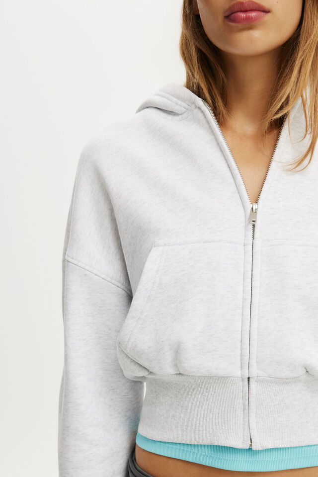 Oversized Zip Through Hoodie, LIGHT GREY MARLE