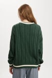 Cotton Crew Neck Pullover, PINE FOREST TIPPING/ CABLE - alternate image 3