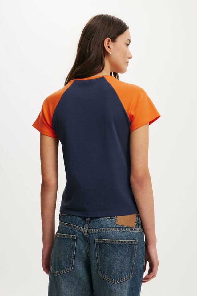 90S Baby Tee, SHADOW NAVY/EXOTIC ORANGE RAGLAN