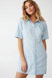 Woven Petite Fern Shirt Dress, LIGHT CHAMBRAY BLUE
