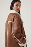 Maddie Sherpa Longline Coat, CHOCOLATE BROWN - alternate image 4