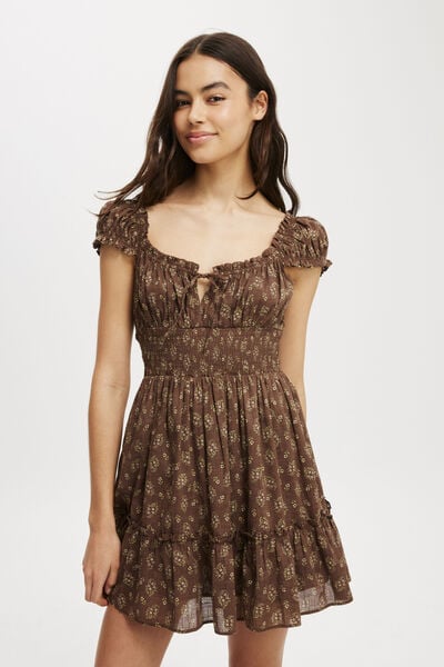 Eddie Corset Mini Dress, STELLA PAISLEY CHOCOLATE