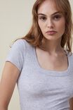Camiseta - Staple Rib Scoop Neck Short Sleeve Top, GREY MARLE - vista alternativa 4