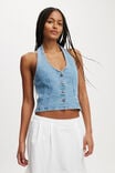 Harley Denim Halter Vest, BREEZE BLUE - alternate image 1