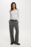 Staple Rib Rouched Off The Shoulder Top, GREY MARLE - alternate image 2